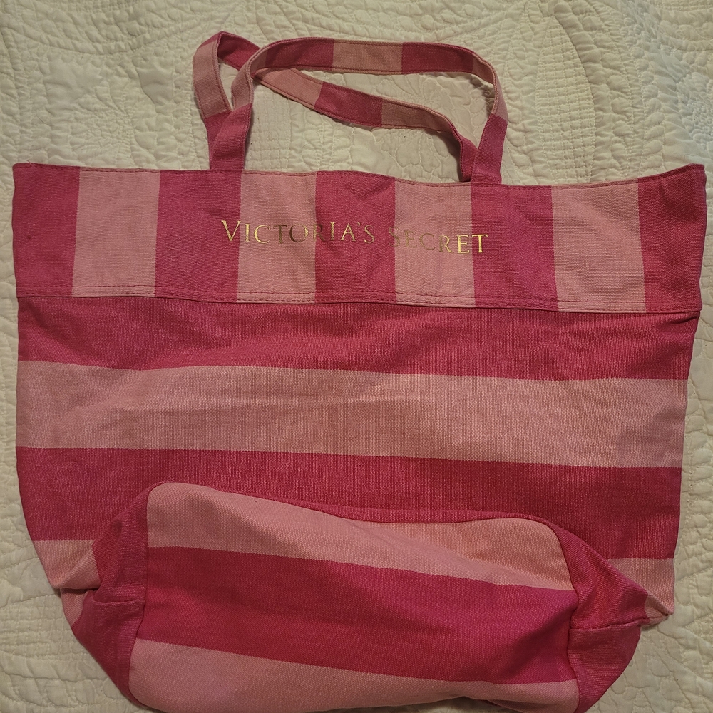 Victoria's Secret Bold Pink Striped Tote